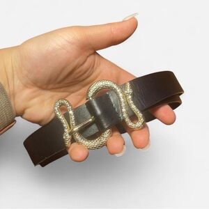 Black Belt with Gold Snake Buckle